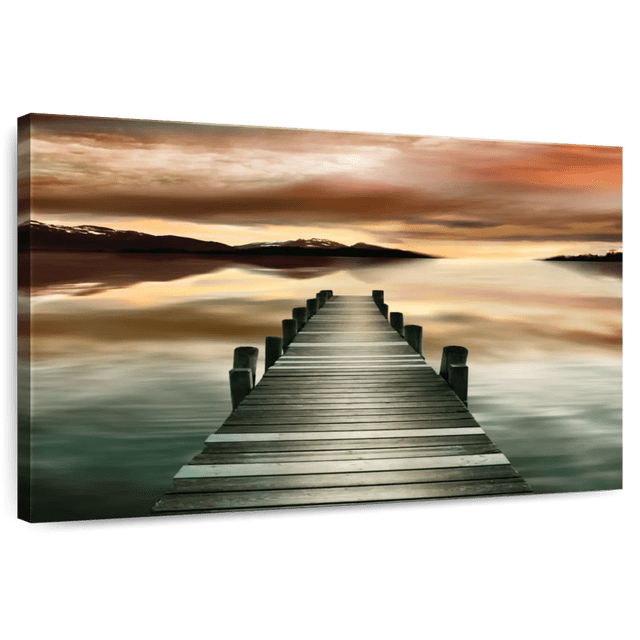 Elephant Stock Sunset Jetty Wall Art - Horizontal Canvas Wall Art ...