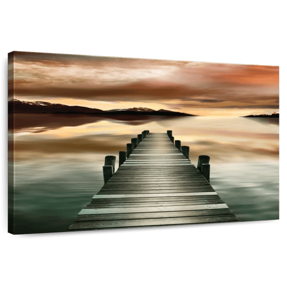 Elephant Stock Sunset Jetty Wall Art - Horizontal Canvas Wall Art - Living Room Wall Decor - Nautical Canvas - Brown And Beige Decor By Danita Delimont - 36" x 24"
