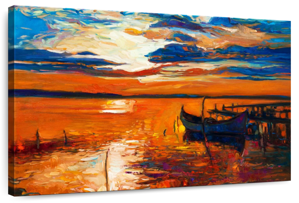 Elephant Stock Sunset Over Ocean Wall Art - Horizontal Canvas Wall Art ...