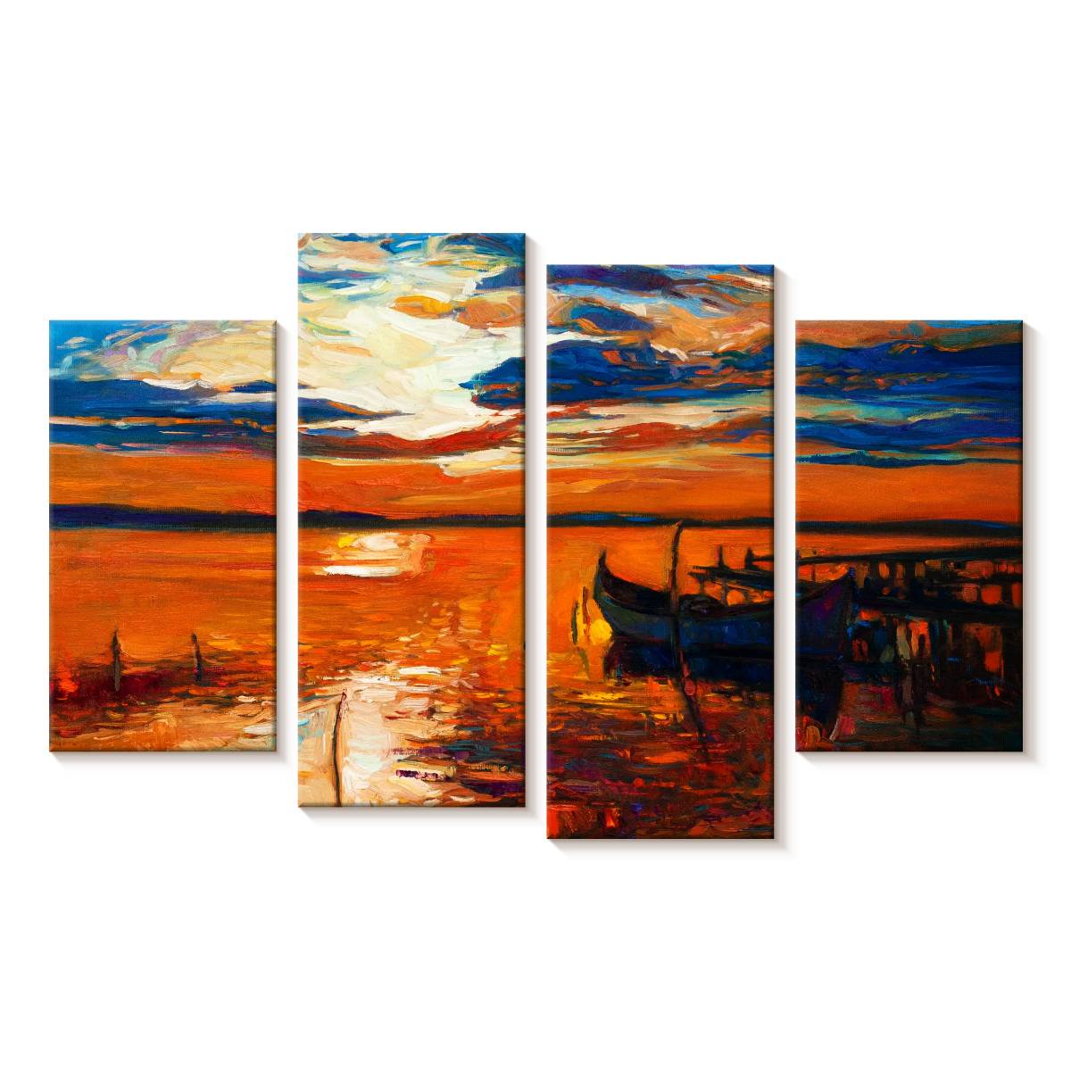 Elephant Stock Sunset Over Ocean Wall Art - Horizontal Multi Panel ...
