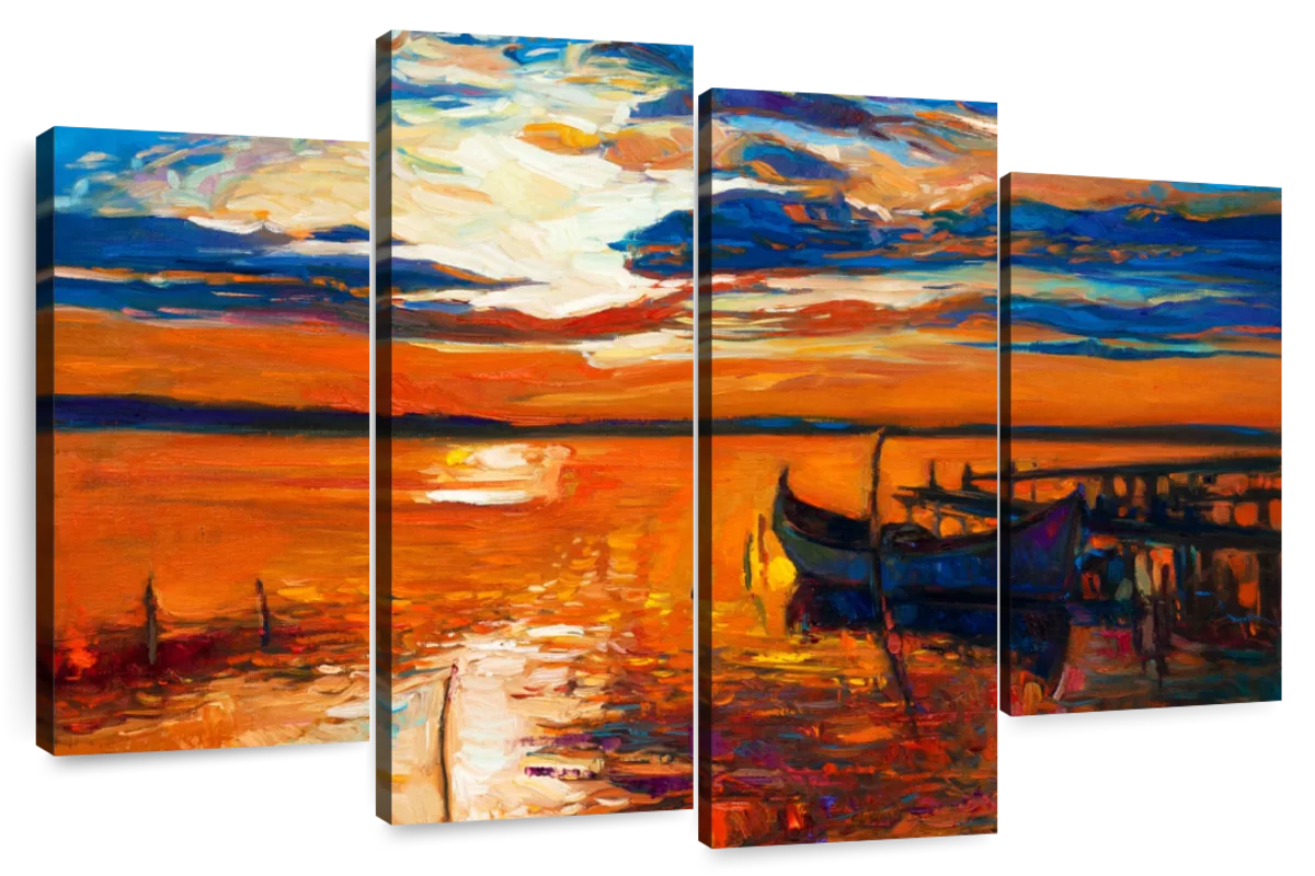 Elephant Stock Sunset Over Ocean Wall Art - Horizontal Multi Panel ...
