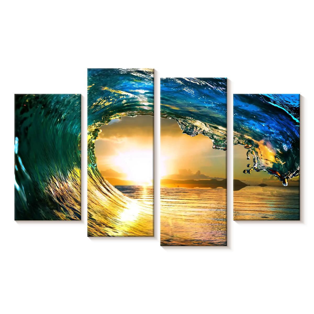 Elephant Stock Sunset Ocean Wave Wall Art - Horizontal Multi Panel ...