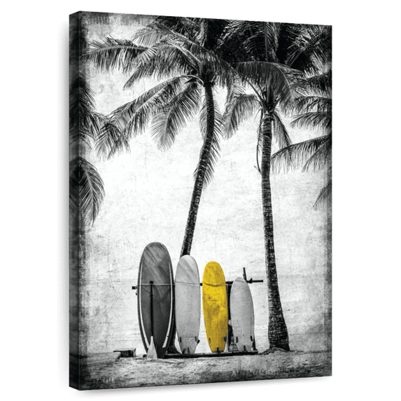 Elephant Stock Surfboard Pop Wall Art - Vertical Canvas Wall Art - Living Room Wall Decor - Hobbies And Lifestyle Canvas - Gray And Black Decor - 8" x 12"