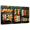 thumbnail image 1 of Elephant Stock Sushi Party Wall Art - Horizontal Multi Panel Canvas - Dining Room Wall Decor - Food And Drink Multi Panel - Black And Gray Decor - 38" x 24", 1 of 8