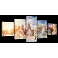 thumbnail image 1 of Elephant Stock Swedish Winter Wall Art - Horizontal Multi Panel Canvas - 5 Pieceliving Room Wall Decor - Photography Nature Multi Panel - Blue And Brown Decor - 36" x 15", 1 of 4