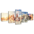 thumbnail image 1 of Elephant Stock Swedish Winter Wall Art - Horizontal Multi Panel Canvas - 5 Pieceliving Room Wall Decor - Photography Nature Multi Panel - Blue And Brown Decor - 74" x 34", 1 of 8