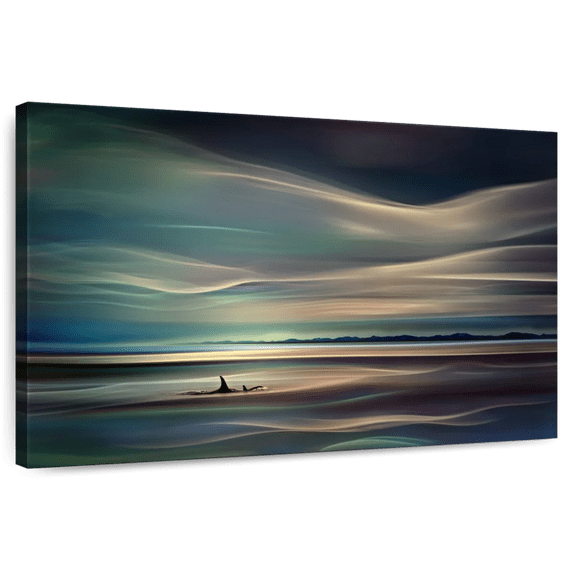 Elephant Stock Swimming Orcas Wall Art - Horizontal Canvas Wall Art - Living Room Wall Decor - Nature Canvas - Gray And Blue Decor By Ursula Abresch - 12" x 8"