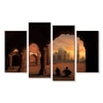 thumbnail image 1 of Elephant Stock Taj Mahal Sunset View Wall Art - Horizontal Multi Panel Canvas - Living Room Wall Decor - Places Multi Panel - Brown And Red Decor - 24" x 14", 1 of 4