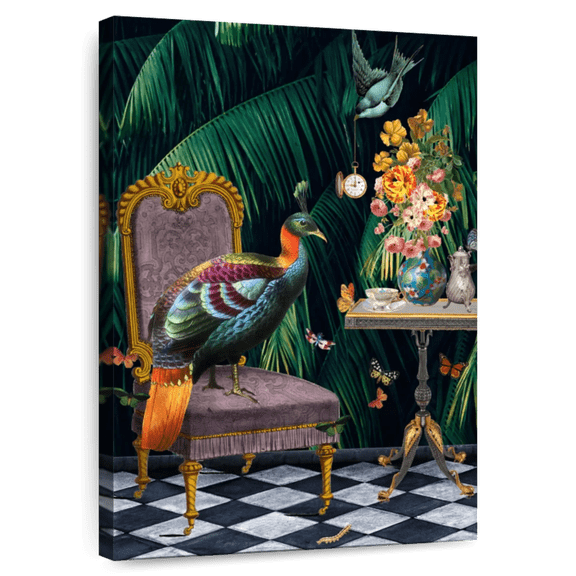 Elephant Stock Tea Time Wall Art - Vertical Canvas Wall Art - Living Room Wall Decor - Animal Canvas - Gray And Orange Decor By Erika c. Brothers - 24" x 36"