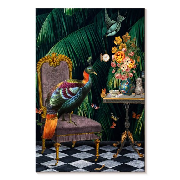 Elephant Stock Tea Time Wall Art - Vertical Canvas Wall Art - Living Room Wall Decor - Animal Canvas - Gray And Orange Decor By Erika c. Brothers - 24" x 36"