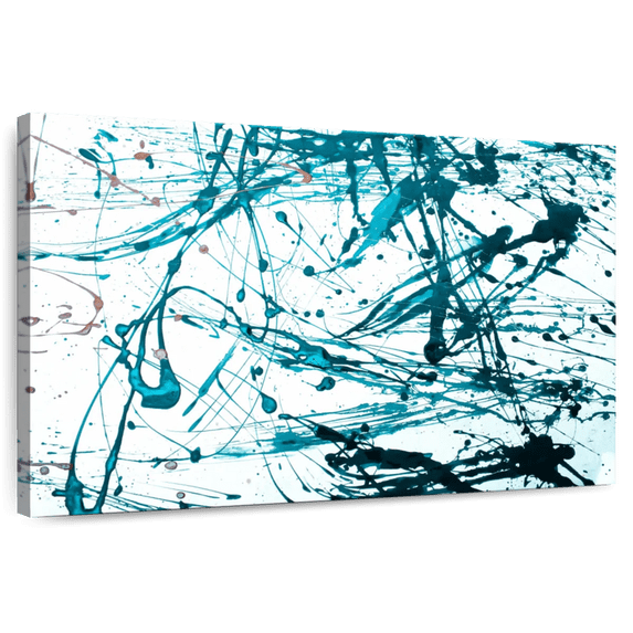 Elephant Stock Teal Abstract Wall Art - Horizontal Canvas Wall Art - Living Room Wall Decor - Abstract Canvas - White And Teal Decor - 12" x 8"