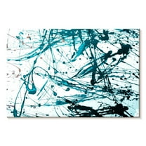 Elephant Stock Teal Abstract Wall Art - Horizontal Canvas Wall Art - Living Room Wall Decor - Abstract Canvas - White And Teal Decor - 12" x 8"