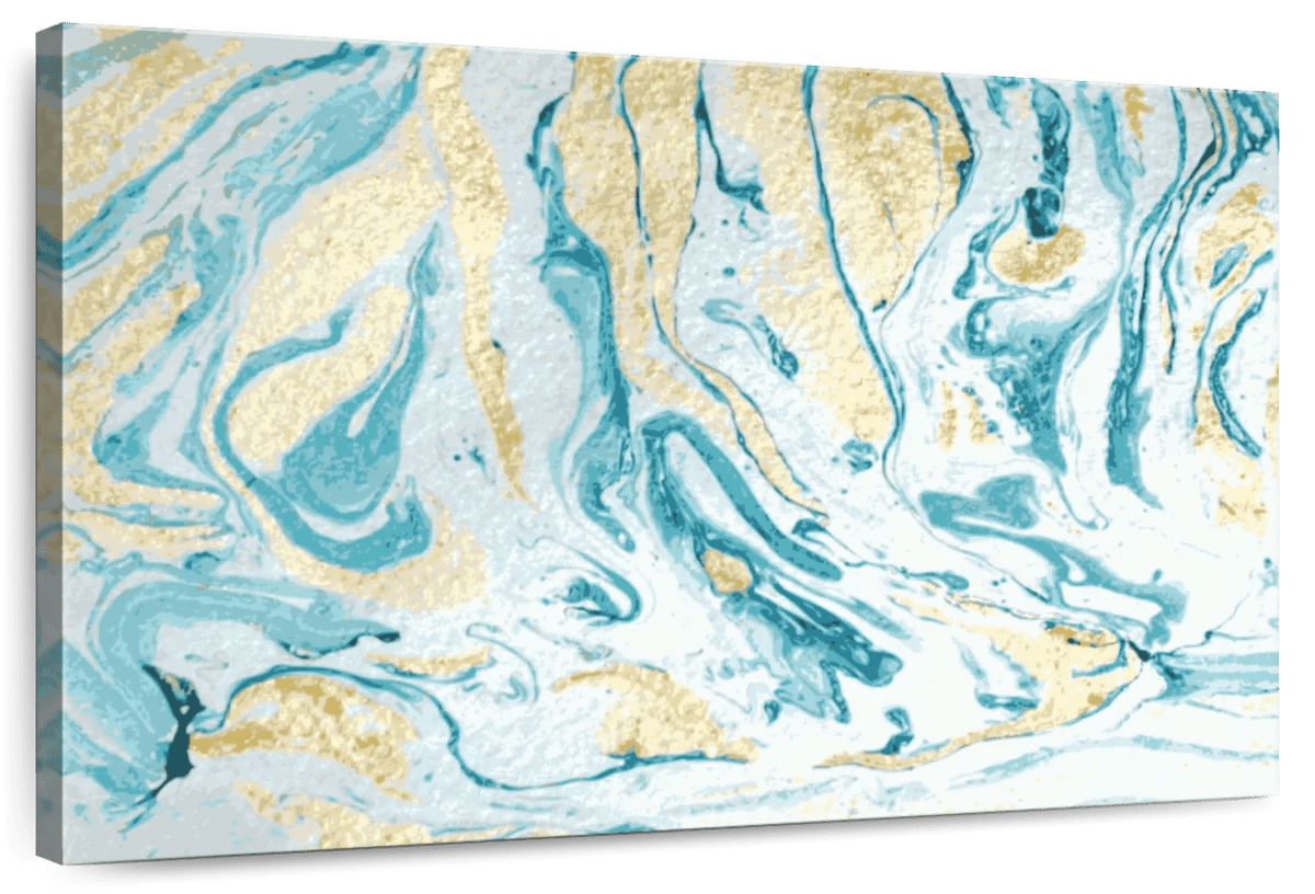 Elephant Stock Teal And Gold Abstract Wall Art Horizontal Canvas Wall