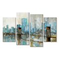 thumbnail image 1 of Elephant Stock Teal City Shadows Wall Art - Horizontal Multi Panel Canvas - Living Room Wall Decor - Abstract Multi Panel - Teal And Blue Decor By Ruane Manning - 36" x 22", 1 of 4