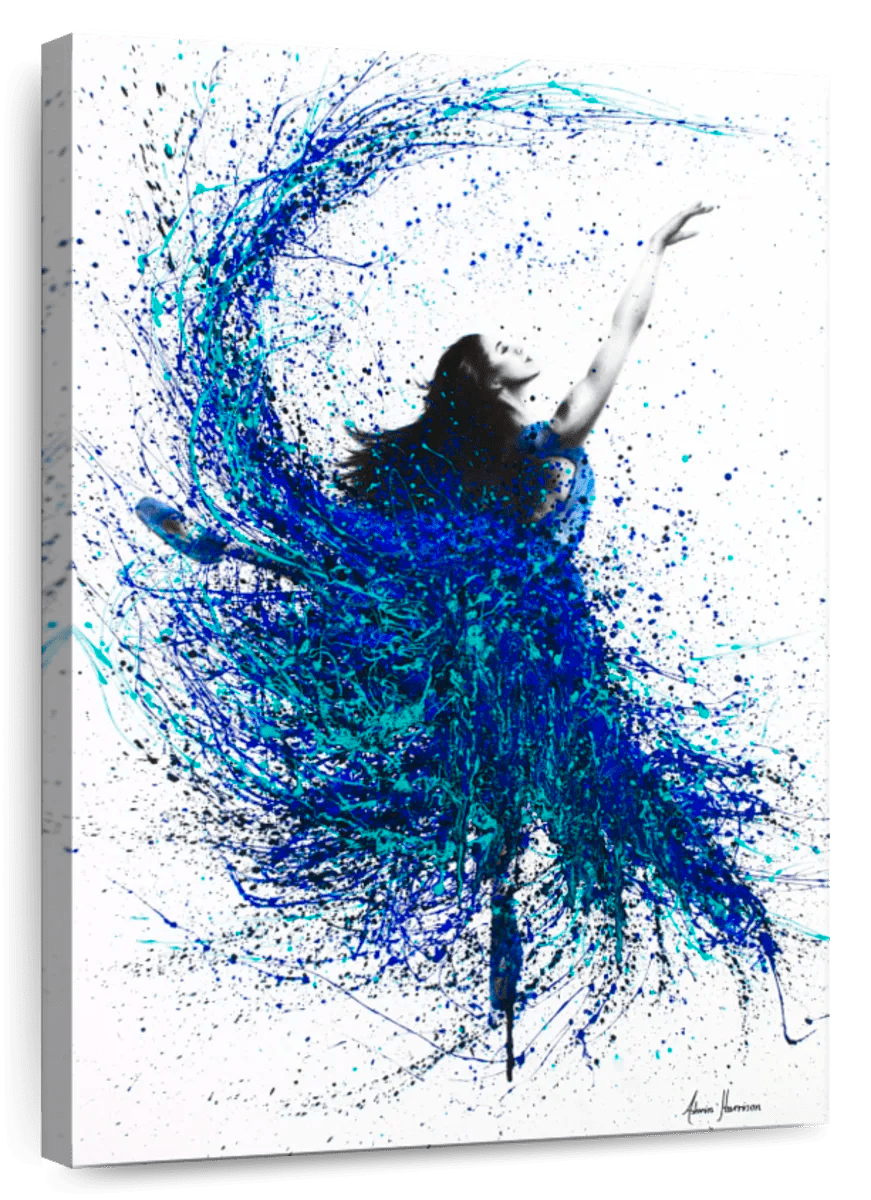 Elephant Stock Teal Wave Dance Wall Art Vertical Canvas Wall Art