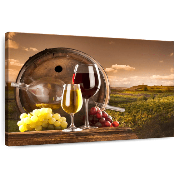 Elephant Stock Temecula Wine Vineyard Wall Art - Horizontal Canvas Wall Art - Dining Room Wall Decor - Food And Drink Canvas - Brown And Gold Decor - 39" x 26"