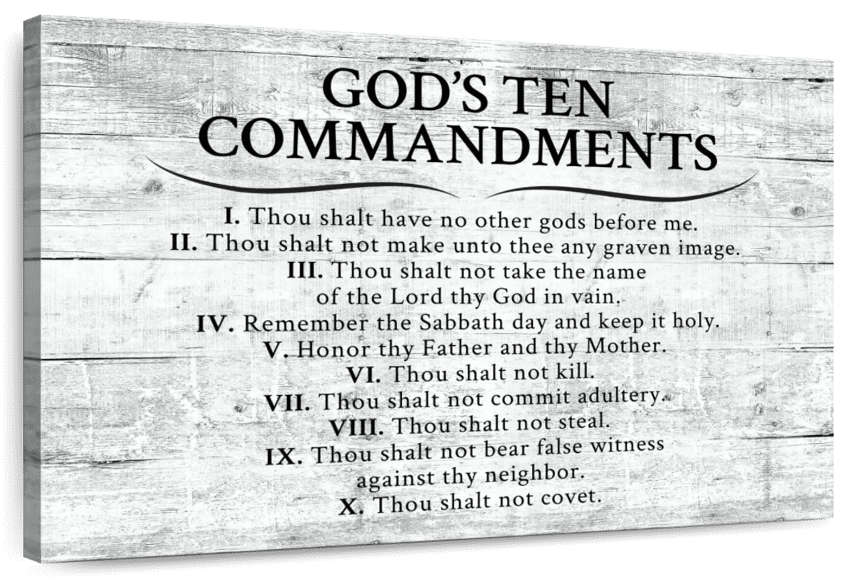 Elephant Stock Ten Commandments Gray Wall Art - Horizontal Canvas Wall ...