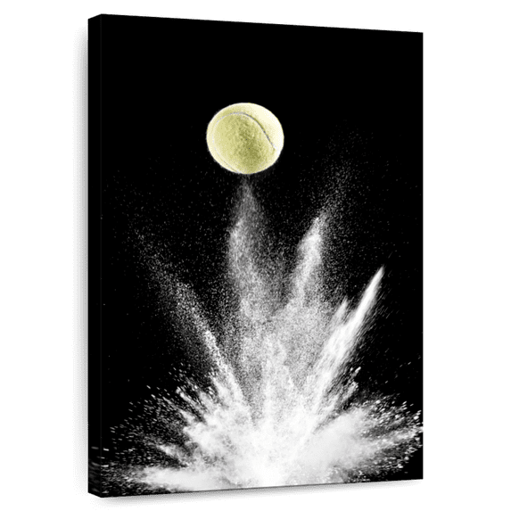 Elephant Stock Tennis Ball Burst Wall Art - Vertical Canvas Wall Art - Living Room Wall Decor - Sports Canvas - Black And Beige Decor - 16" x 24"