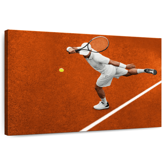 Elephant Stock Tennis Play Wall Art - Horizontal Canvas Wall Art - Living Room Wall Decor - Sports Canvas - Brown And Beige Decor - 45" x 30"
