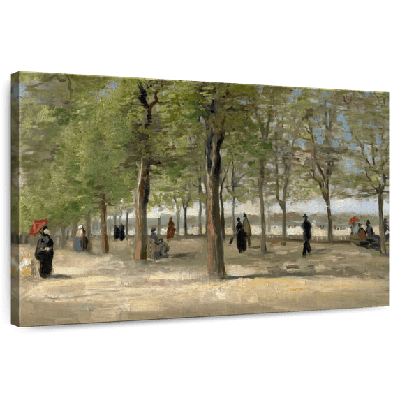 Elephant Stock Terrace In The Luxembourg Gardens Wall Art - Horizontal Canvas Wall Art - Living Room Wall Decor - City Canvas - Gray And Brown Decor By Vincent Van Gogh - 30" x 20"