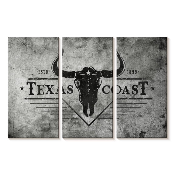 Elephant Stock Texas Coast Typography Wall Art - Horizontal Multi Panel Canvas - Living Room Wall Decor - Decor Elements Multi Panel - Gray And Black Decor - 23" x 14"