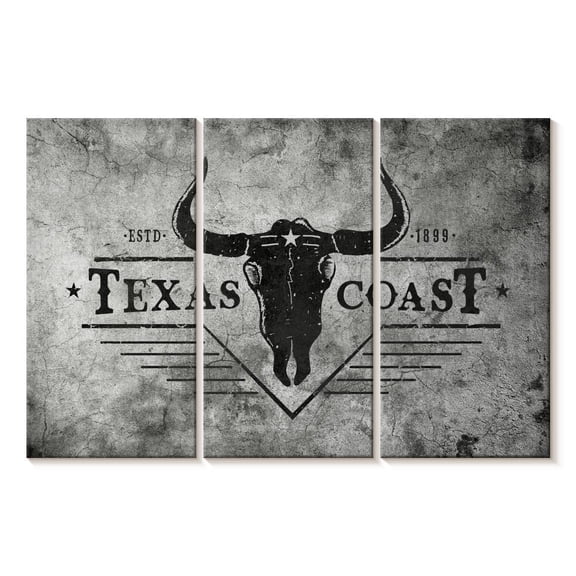 Elephant Stock Texas Coast Typography Wall Art - Horizontal Multi Panel Canvas - Living Room Wall Decor - Decor Elements Multi Panel - Gray And Black Decor - 38" x 24"