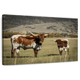 thumbnail image 1 of Elephant Stock Texas Longhorn And Its Calf Wall Art - Horizontal Canvas Wall Art - Living Room Wall Decor - Animal Canvas - Gray And Brown Decor - 12" x 8", 1 of 8