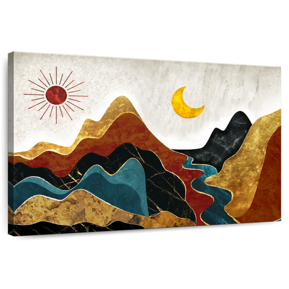 Elephant Stock Textured Mountain Landscape Abstract Wall Art - Horizontal Canvas Wall Art - Living Room Wall Decor - Nature Canvas - Red And Black Decor - 12" x 8"