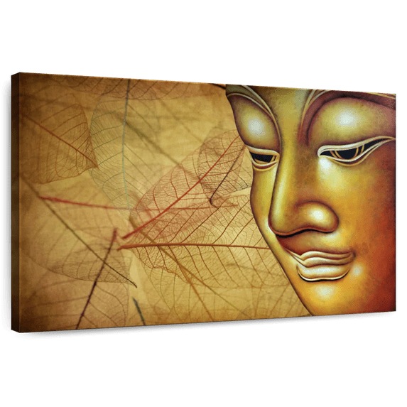 Elephant Stock Thinking Buddha Wall Art - Horizontal Canvas Wall Art - Living Room Wall Decor - People Canvas - Yellow And Brown Decor - 24" x 16"