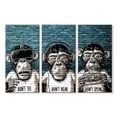 thumbnail image 1 of Elephant Stock Three Monkeys Wall Art - Horizontal Multi Panel Canvas - Living Room Wall Decor - Animal Multi Panel - Black And Teal Decor - 23" x 14", 1 of 4