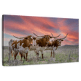 thumbnail image 1 of Elephant Stock Three Texas Longhorns Wall Art - Horizontal Canvas Wall Art - Bedroom Wall Decor - Animal Canvas - Gray And Brown Decor - 45" x 30", 1 of 8