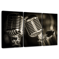 thumbnail image 1 of Elephant Stock Three Vintage Microphones Wall Art - Horizontal Multi Panel Canvas - Living Room Wall Decor - Music Multi Panel - Black And Gray Decor - 33" x 20", 1 of 8