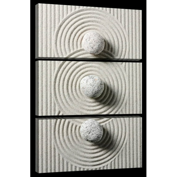 Elephant Stock Three Zen Stones Wall Art - Vertical Multi Panel Canvas - 3 Pieceliving Room Wall Decor - Photography Wellness Multi Panel - Gray And Decor - 24" x 38"