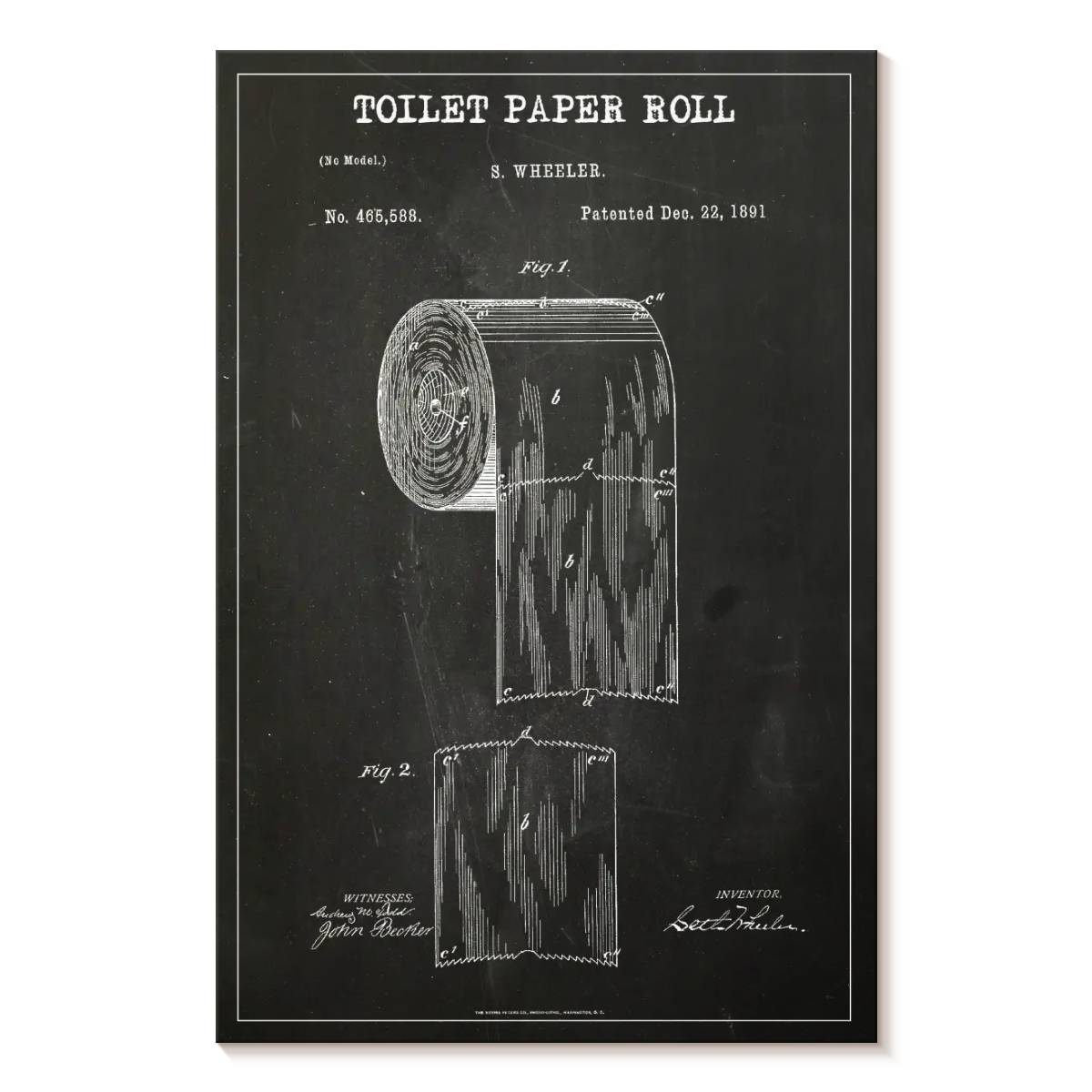 Elephant Stock Toilet Paper Roll Bw Patent Wall Art - Vertical Canvas ...