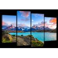 thumbnail image 1 of Elephant Stock Torres Del Paine Horizon Wall Art - Horizontal Multi Panel Canvas - 4 Pieceliving Room Wall Decor - Photography Nature Multi Panel - Blue And Green Decor - 43" x 27", 1 of 4