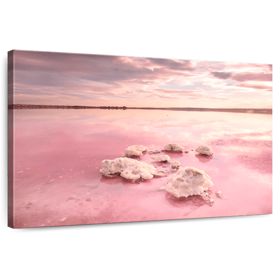 Elephant Stock Torrevieja Pink Lake Wall Art - Horizontal Canvas Wall Art - Living Room Wall Decor - Nature Canvas - Pink And Beige Decor - 51" x 34"