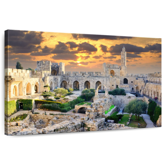 Elephant Stock Tower Of David Wall Art - Horizontal Canvas Wall Art - Living Room Wall Decor - Places Canvas - Gray And Beige Decor - 12" x 8"