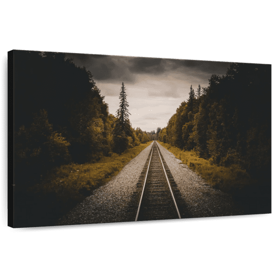 Elephant Stock Train Track To Denali Wall Art - Horizontal Canvas Wall Art - Living Room Wall Decor - Architecture Canvas - Brown And Silver Decor - 12" x 8"