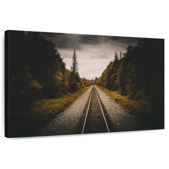 Elephant Stock Train Track To Denali Wall Art - Horizontal Canvas Wall Art - Living Room Wall Decor - Architecture Canvas - Brown And Silver Decor - 12" x 8"
