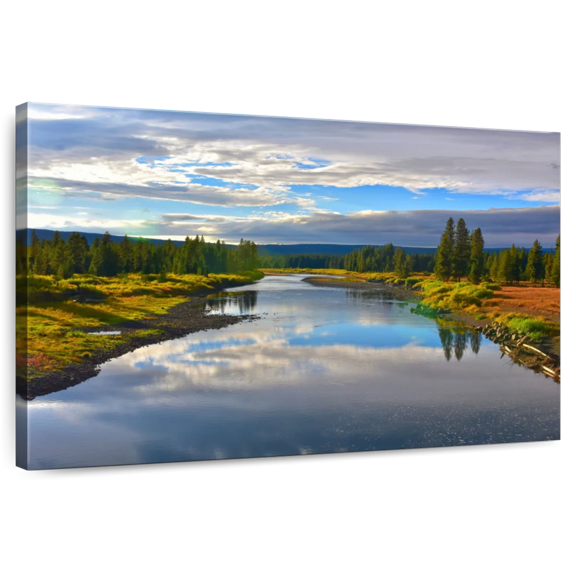Elephant Stock Tranquil Snake River Wall Art - Horizontal Canvas Wall Art - Living Room Wall Decor - Nature Canvas - Blue And Green Decor - 12" x 8"