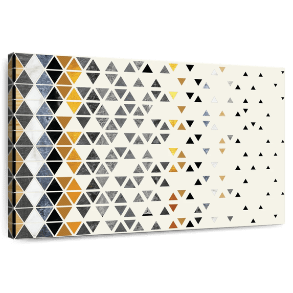 Elephant Stock Triangle Madness Wall Art - Horizontal Canvas Wall Art - Living Room Wall Decor - Abstract Canvas - Gray And Blue Decor - 12" x 8"