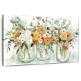 thumbnail image 1 of Elephant Stock Trois Beauties Wall Art - Horizontal Canvas Wall Art - Living Room Wall Decor - Floral And Botanical Canvas - Gray And Orange Decor By Carol Robinson - 24" x 16", 1 of 8