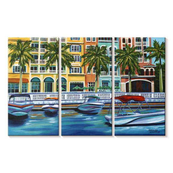 Elephant Stock Tropical Rendezvous I Wall Art - Horizontal Multi Panel Canvas - Living Room Wall Decor - Architecture Multi Panel - Green And Blue Decor By Carolee Vitaletti - 33" x 20"