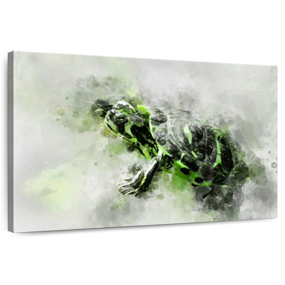 Elephant Stock Turtle Abstract Wall Art - Horizontal Canvas Wall Art - Living Room Wall Decor - Animal Canvas - Gray And Black Decor - 45" x 30"