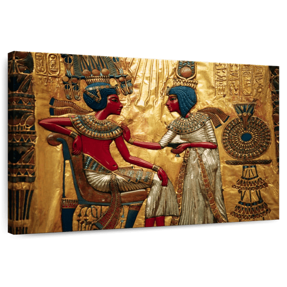 Elephant Stock Tutankhamen Illustration Wall Art - Horizontal Canvas Wall Art - Living Room Wall Decor - People Canvas - Red And Gold Decor - 12" x 8"