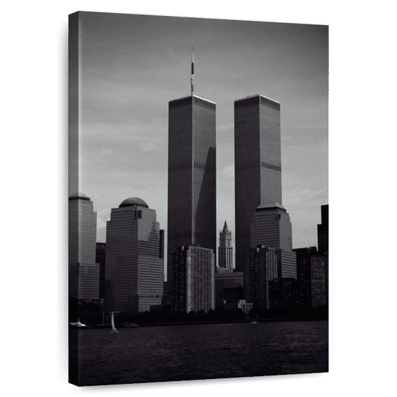 Elephant Stock Twin Towers Wall Art - Vertical Canvas Wall Art - Living Room Wall Decor - Places Canvas - Gray And Black Decor - 8" x 12"