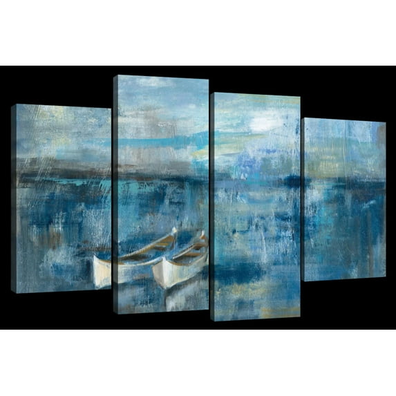 Elephant Stock Two Boats Wall Art - Horizontal Multi Panel Canvas - Living Room Wall Decor - Transportation Multi Panel - Blue And Teal Decor By Silvia Vassileva - 24" x 14"