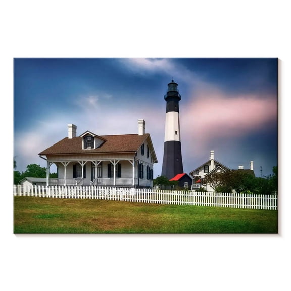 Elephant Stock Tybee Island Lighthouse Savannah Beach Wall Art - Horizontal Canvas Wall Art - Living Room Wall Decor - Places Canvas - Brown And White Decor By George Oze - 12" x 8"