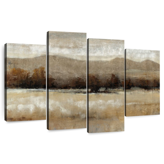 Elephant Stock Umber Light I Wall Art - Horizontal Multi Panel Canvas - Living Room Wall Decor - Abstract Multi Panel - Brown And Beige Decor By Tim O'toole - 43" x 27"