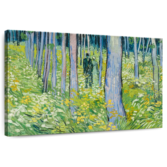 Elephant Stock Undergrowth With Two Figures Wall Art - Horizontal Canvas Wall Art - Living Room Wall Decor - Nature Canvas - Green And Blue Decor By Vincent Van Gogh - 48" x 32"